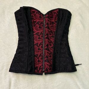 Red and black laced corset
